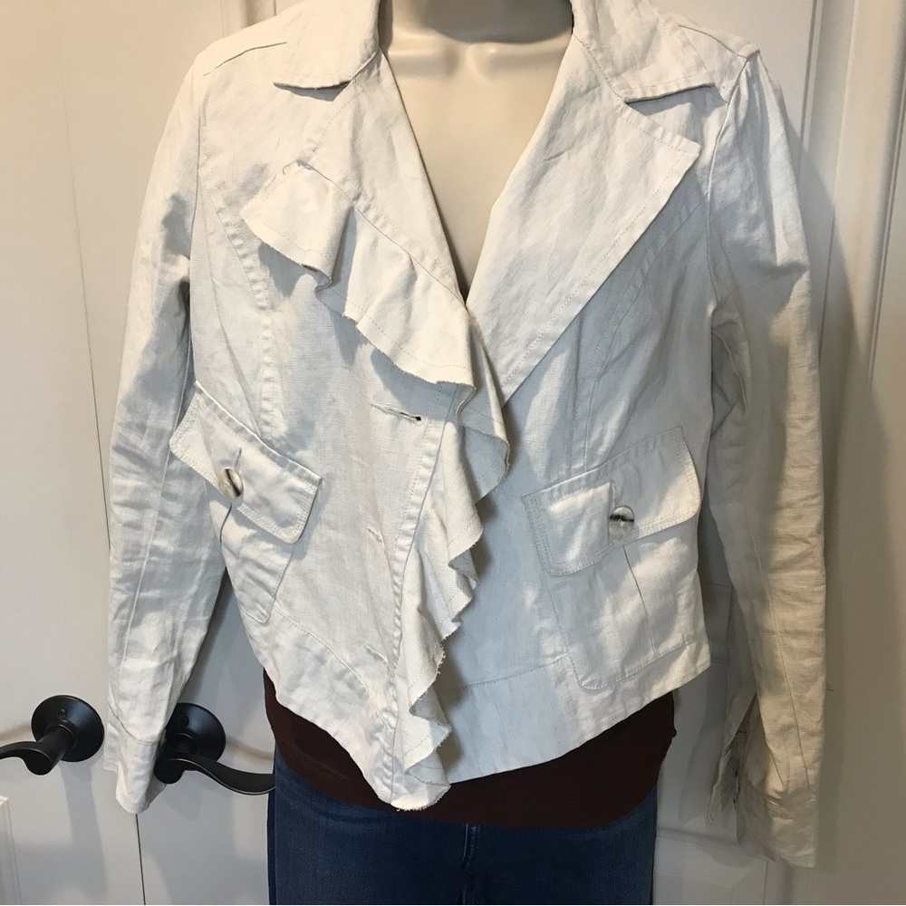 CAbi Linen Ruffle Front Jacket - Picture 3 of 7